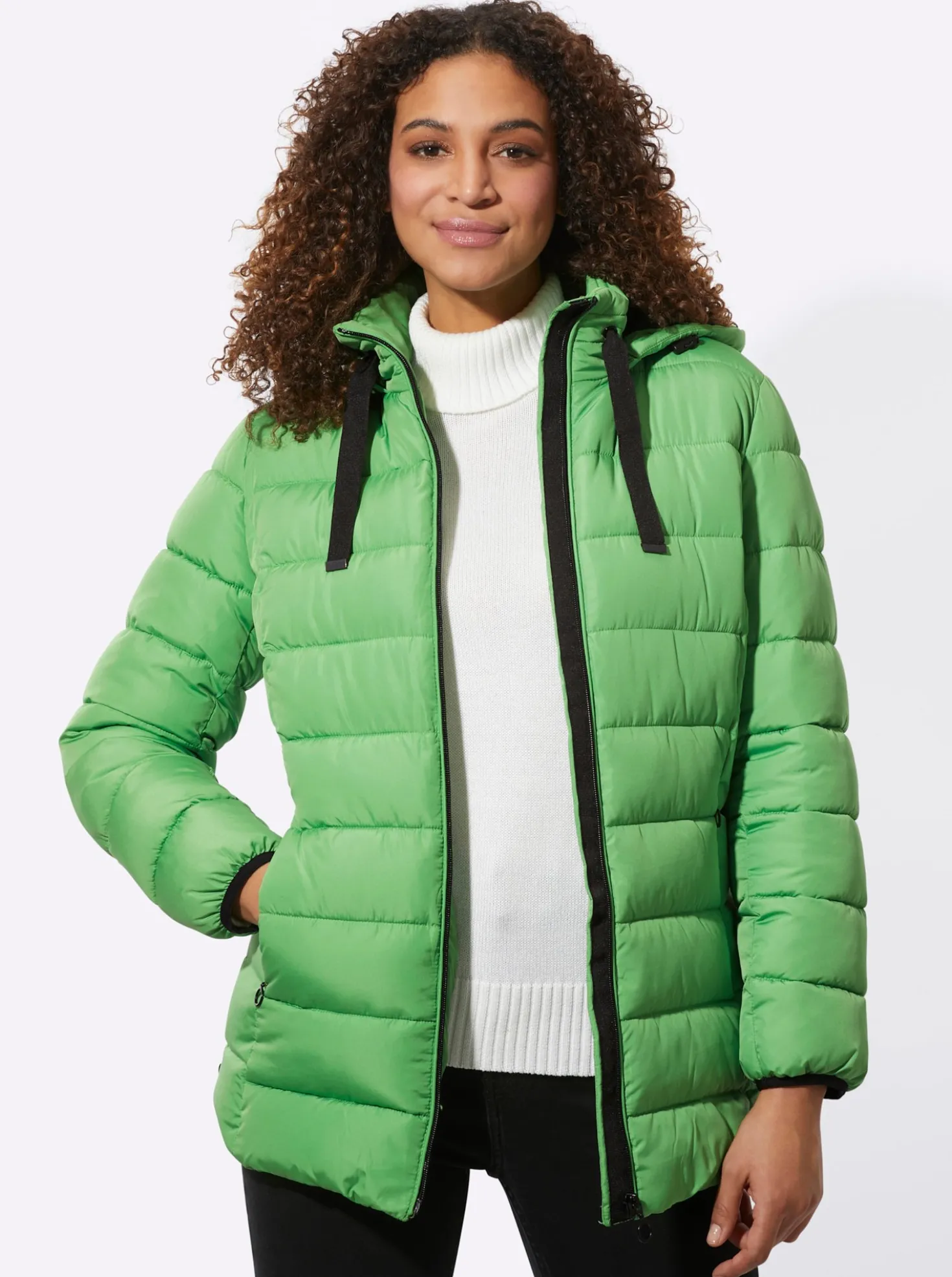 Steppjacke mit elastischer Kontrast-Paspelierung