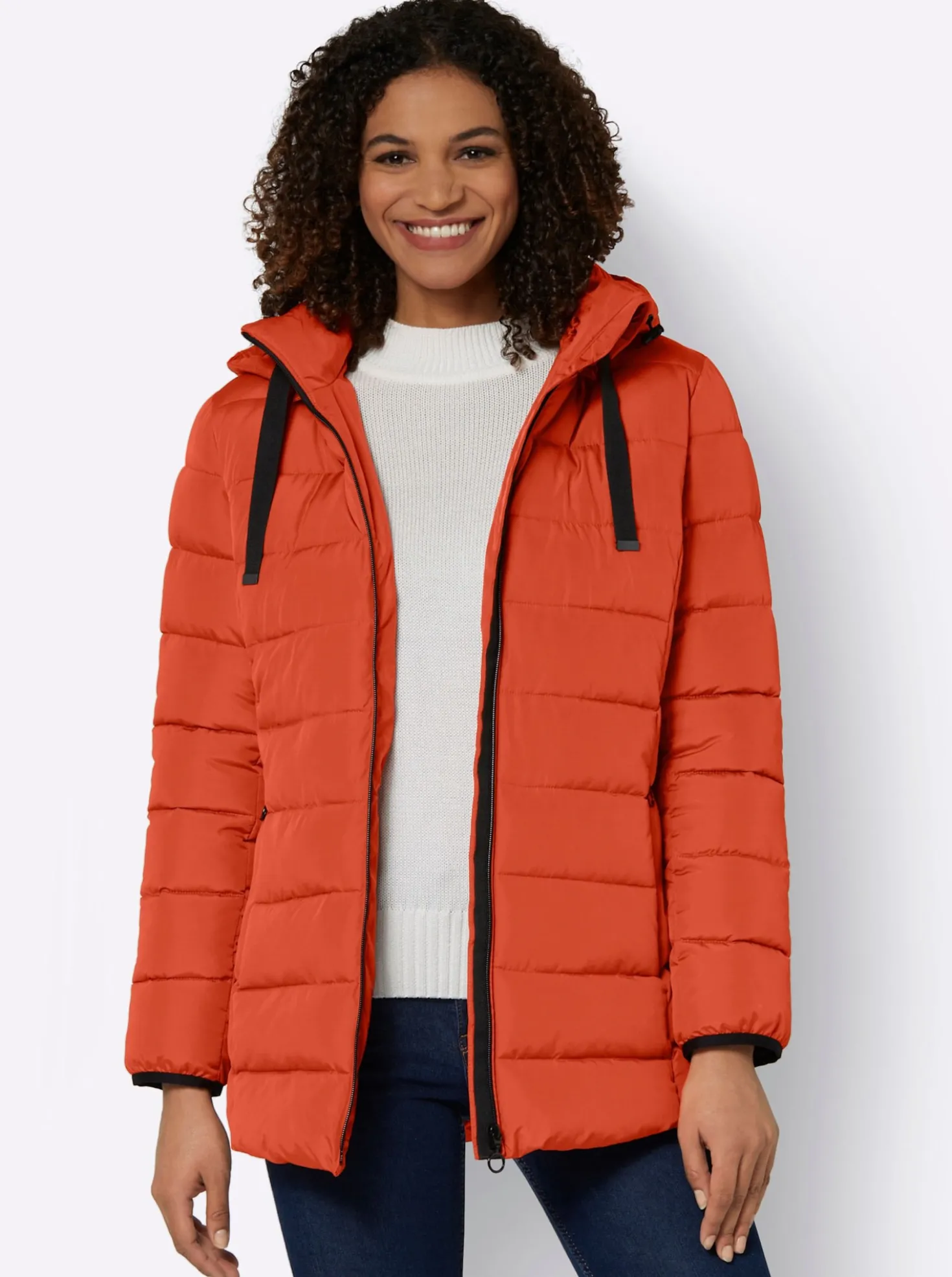 Steppjacke mit elastischer Kontrast-Paspelierung