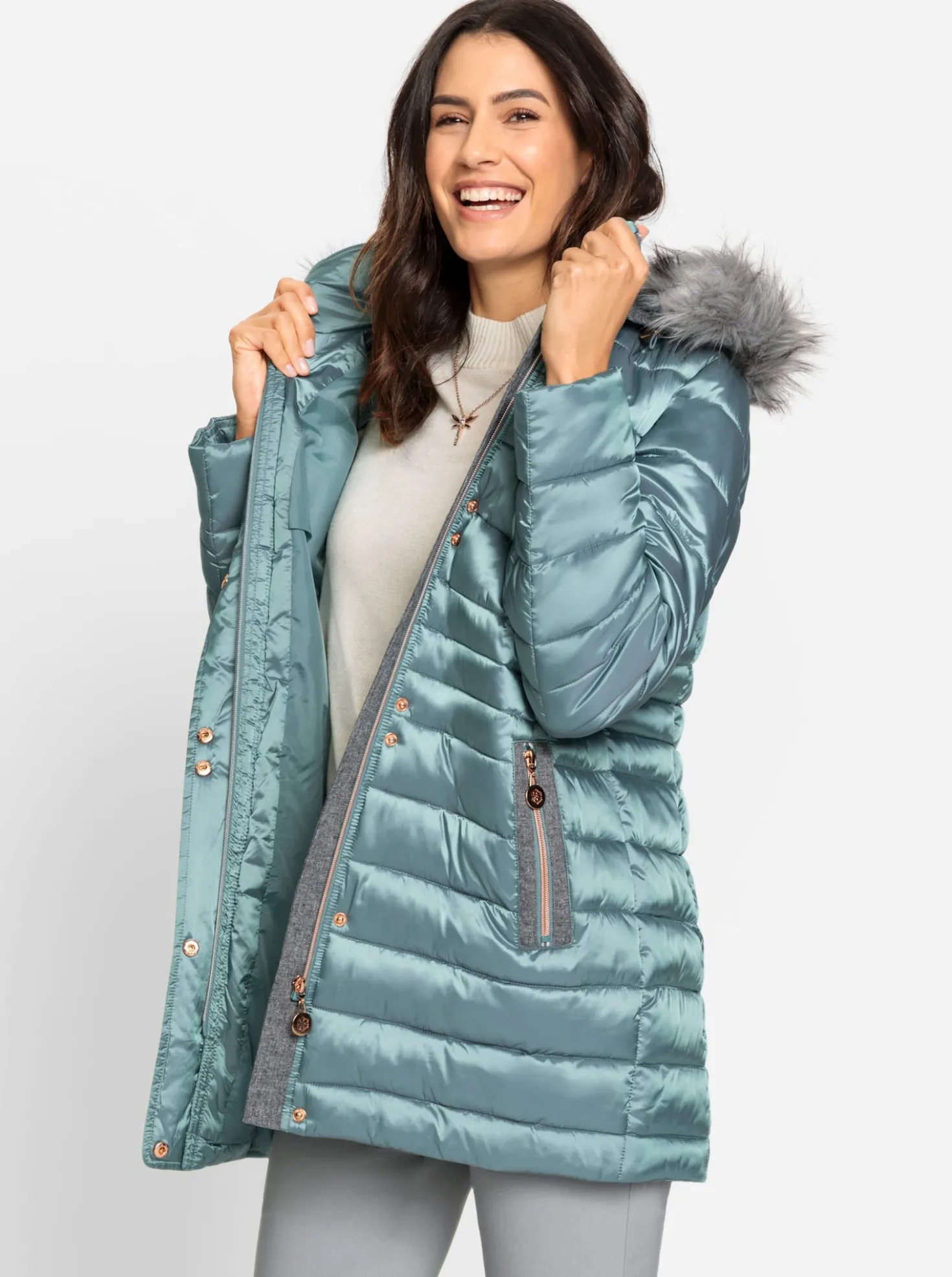 Steppjacke mit Pelz-Imitat