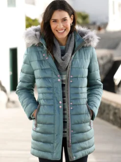 Steppjacke mit Pelz-Imitat