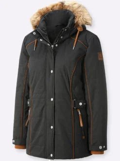 Steppjacke mit Pelz-Imitat, abknöpfbar