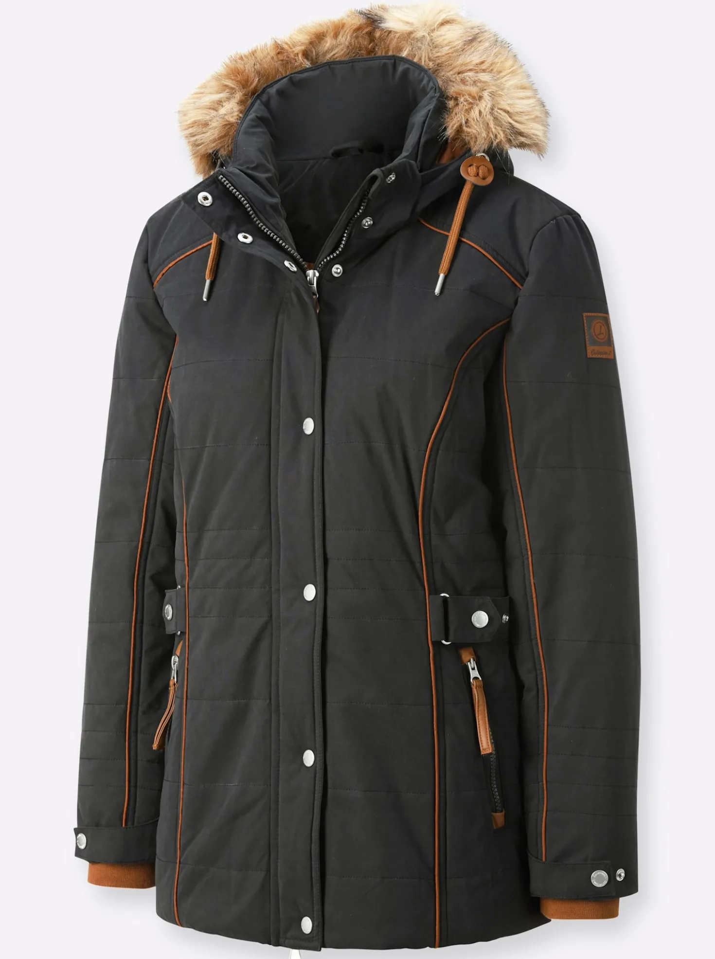 Steppjacke mit Pelz-Imitat, abknöpfbar