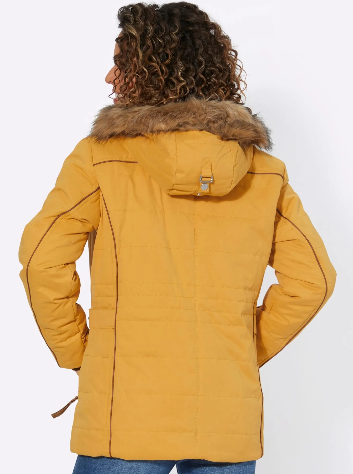 Steppjacke mit Pelz-Imitat, abknöpfbar