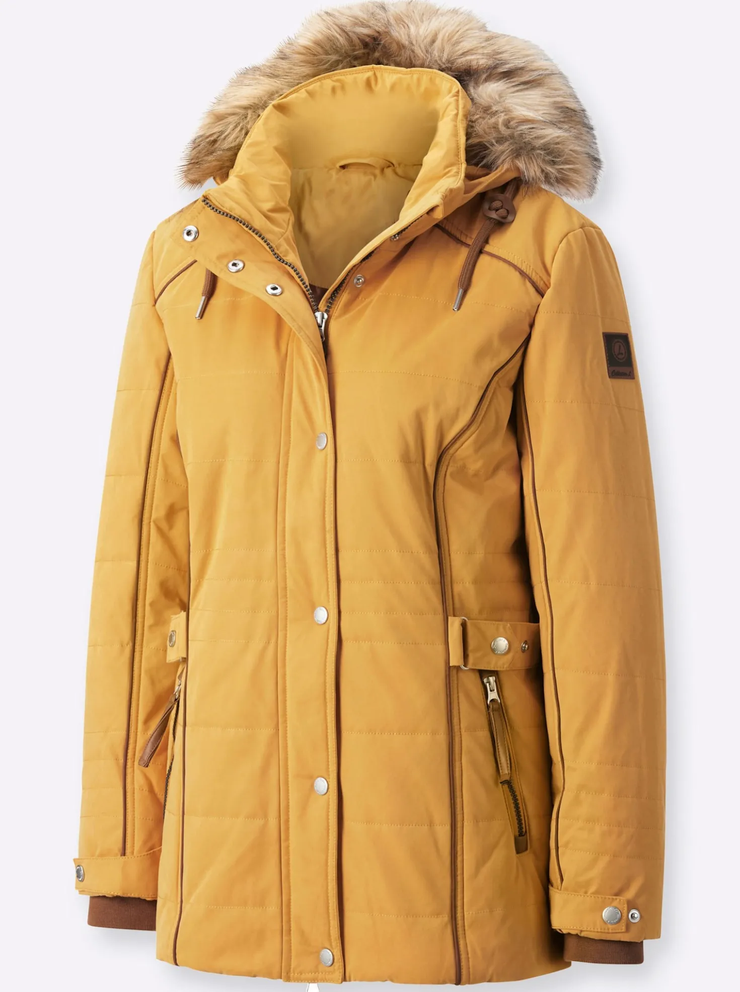 Steppjacke mit Pelz-Imitat, abknöpfbar