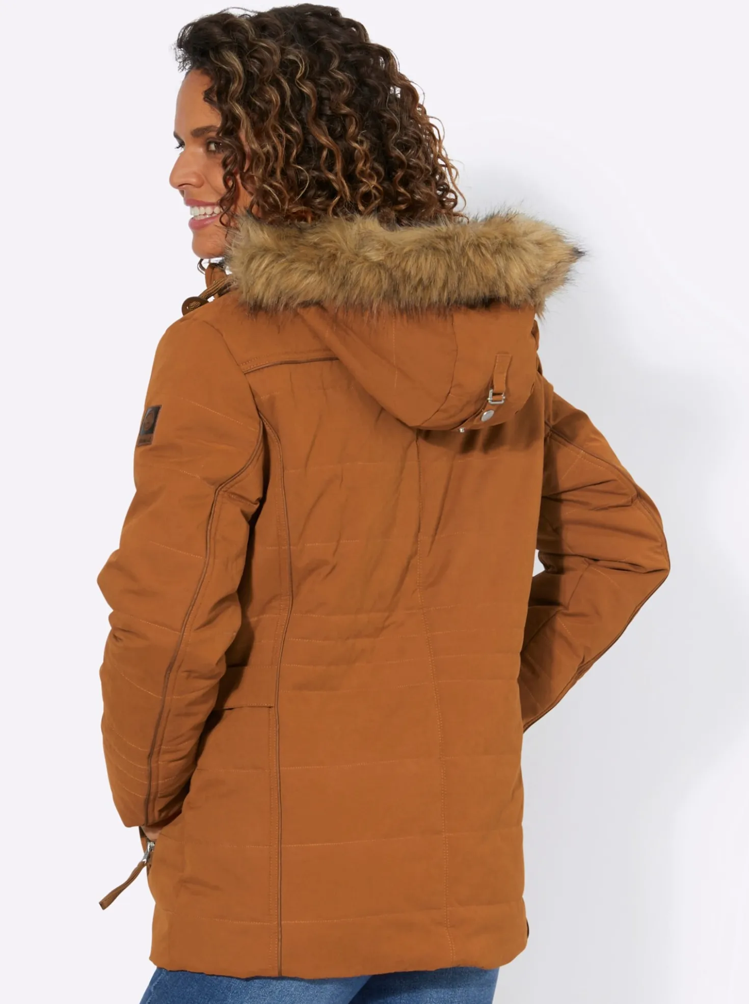 Steppjacke mit Pelz-Imitat, abknöpfbar