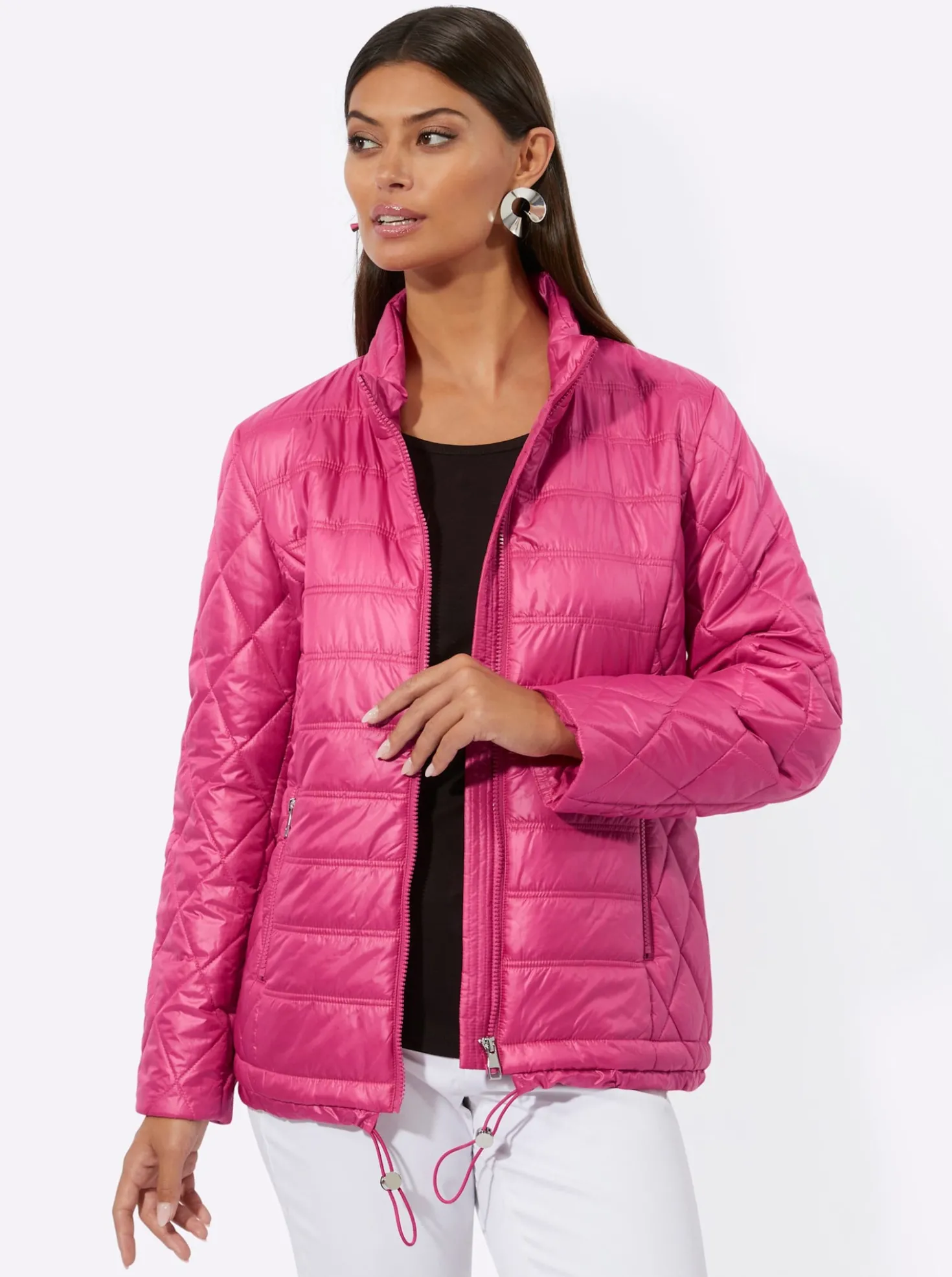 Steppjacke mit Tunnelzug am Saum