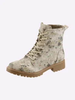 Stiefelette im Blüten-Dessin