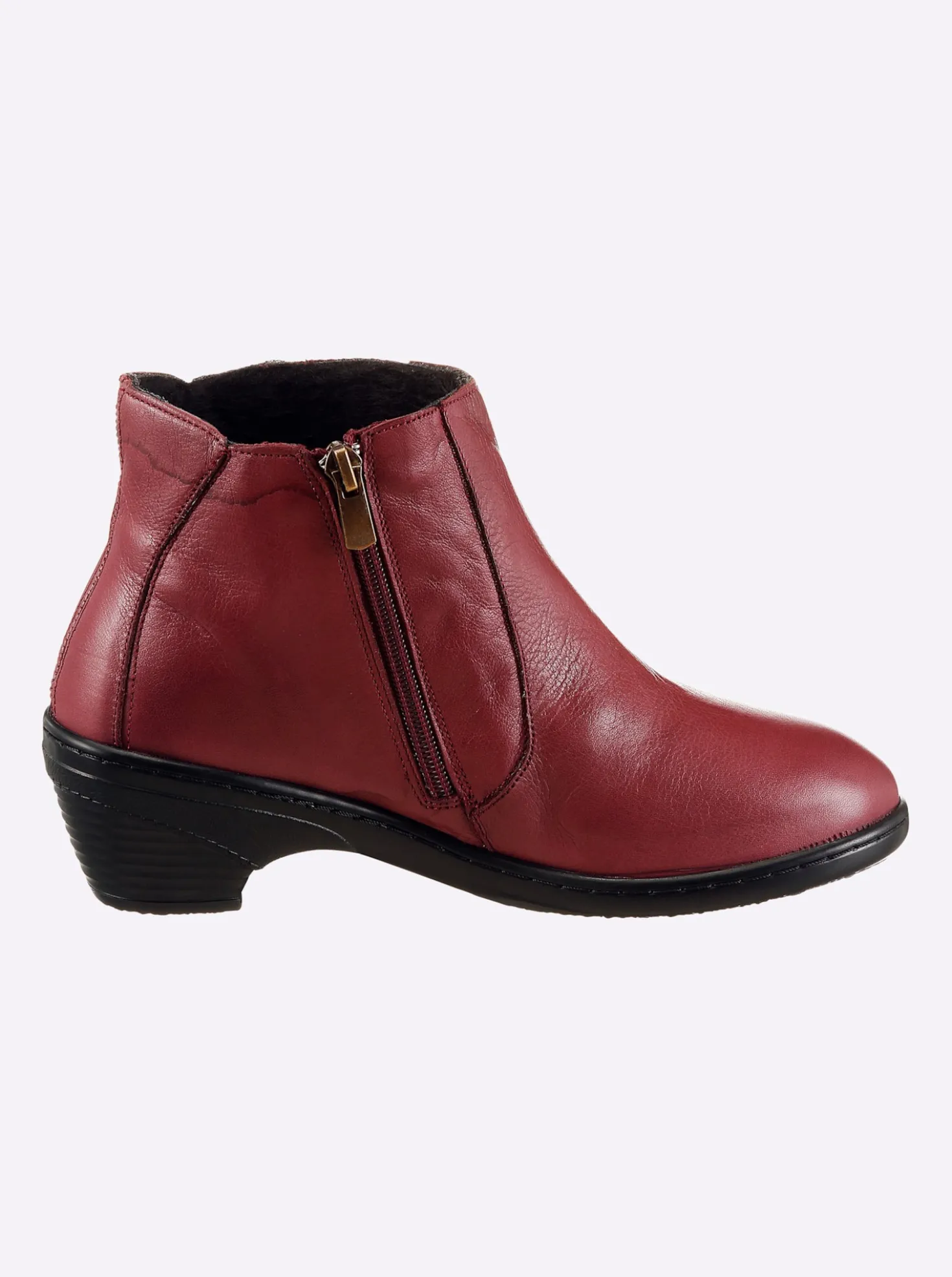 Stiefelette mit Leo-Muster, Glattleder