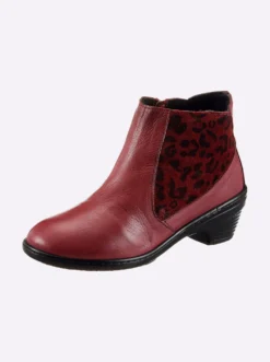 Stiefelette mit Leo-Muster, Glattleder