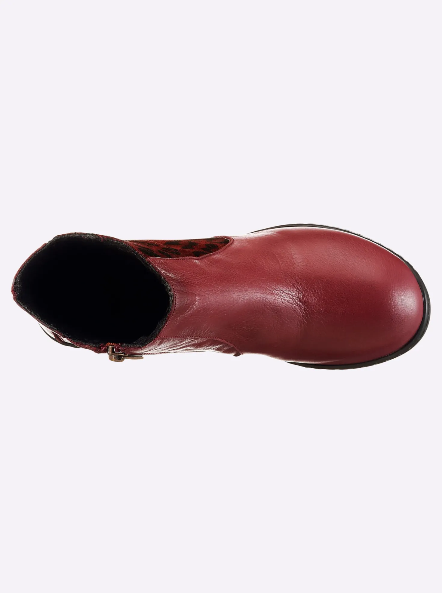 Stiefelette mit Leo-Muster, Glattleder