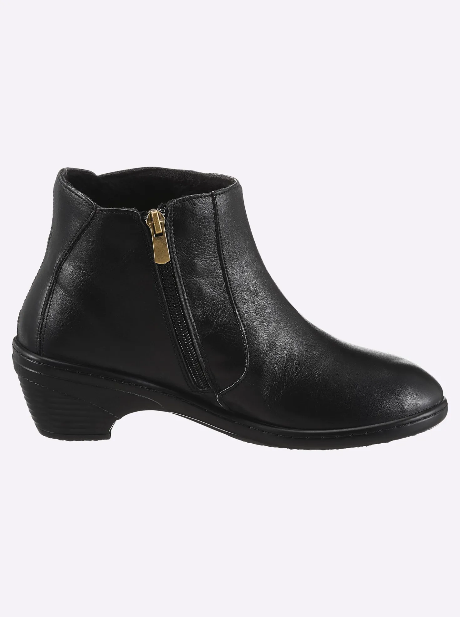 Stiefelette mit Leo-Muster, Glattleder