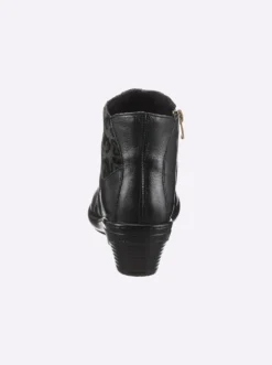 Stiefelette mit Leo-Muster, Glattleder