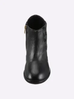 Stiefelette mit Leo-Muster, Glattleder