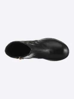 Stiefelette mit Leo-Muster, Glattleder