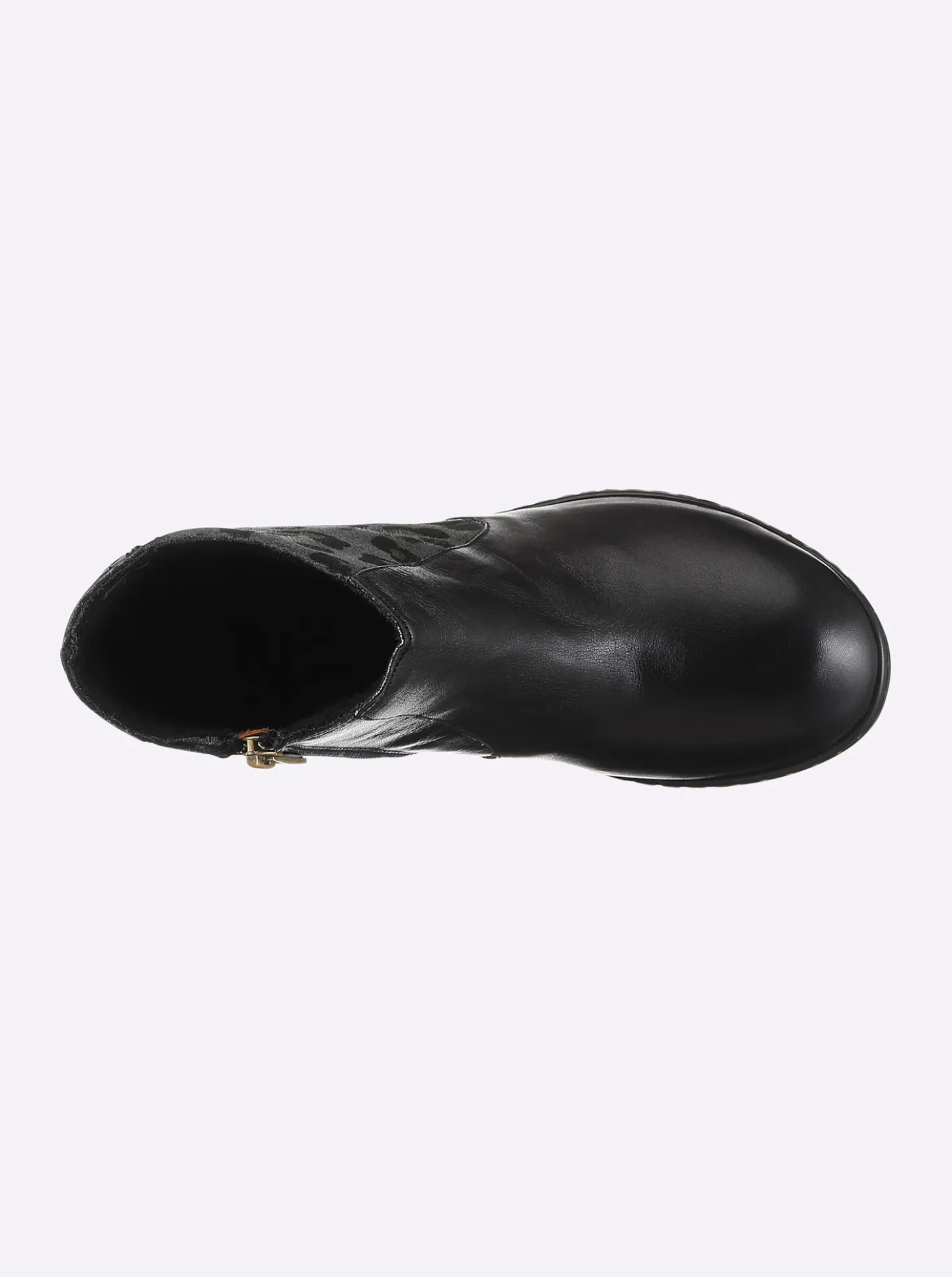 Stiefelette mit Leo-Muster, Glattleder