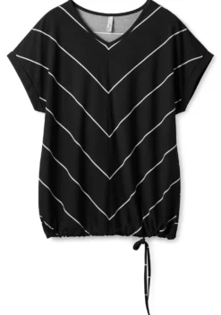 Streifenshirt mit Bindeband am Saum