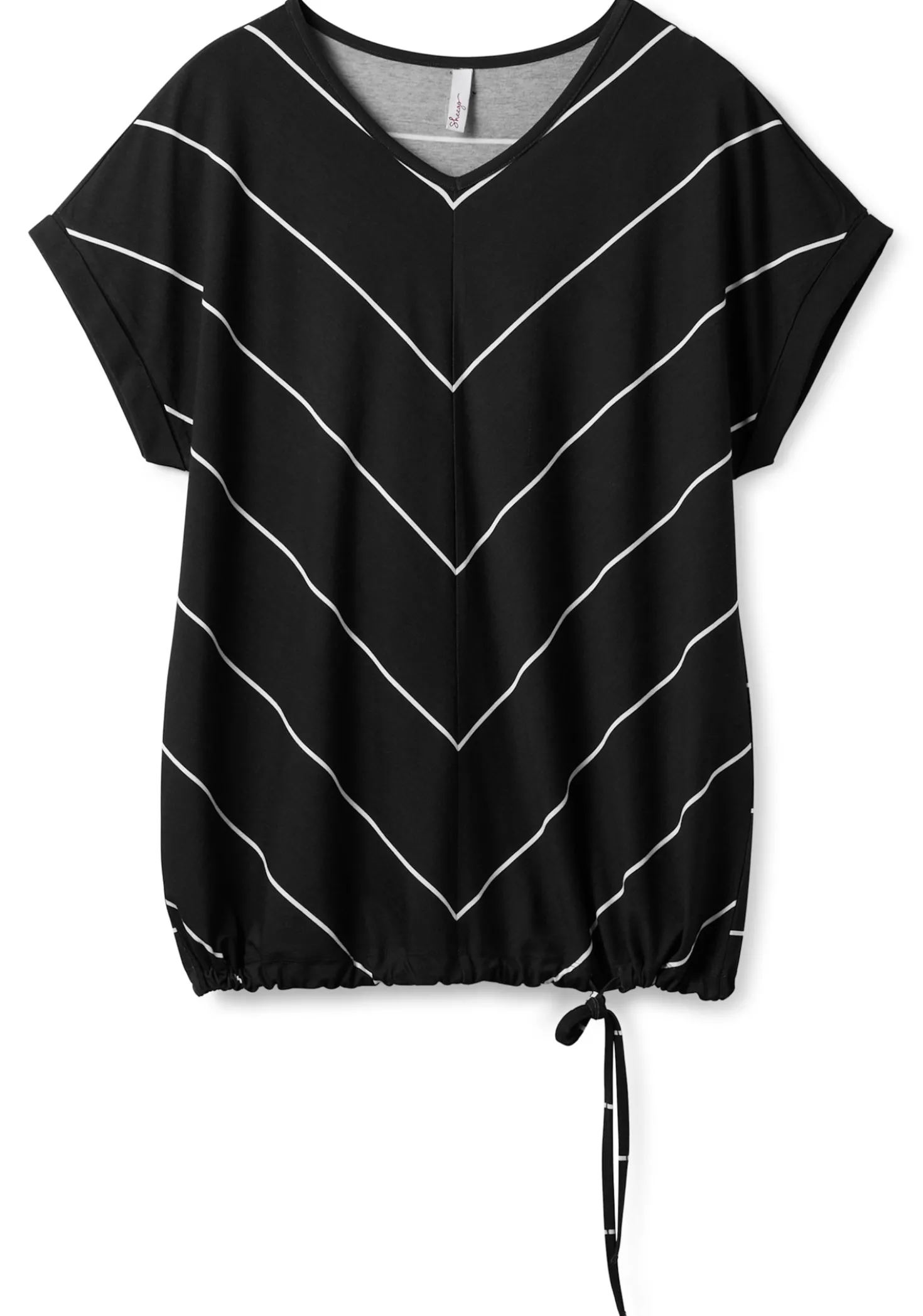 Streifenshirt mit Bindeband am Saum