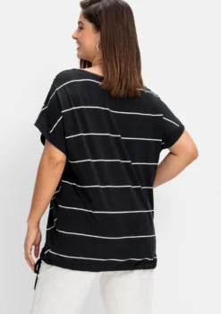Streifenshirt mit Bindeband am Saum