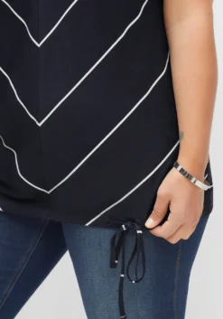 Streifenshirt mit Bindeband am Saum
