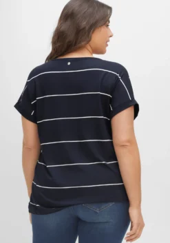 Streifenshirt mit Bindeband am Saum