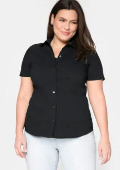 Stretchbluse mit kurzem Arm, leicht tailliert