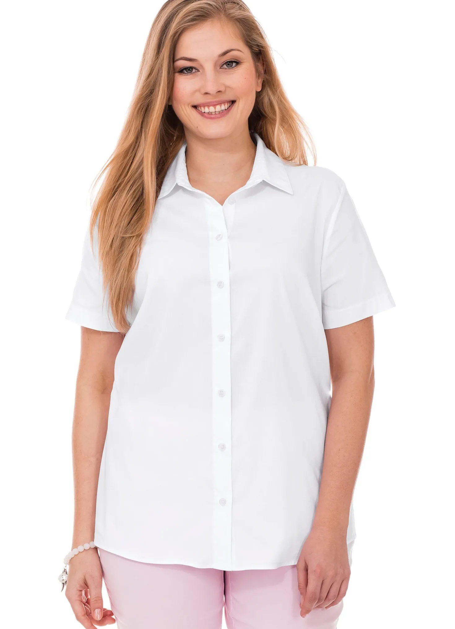 Stretchbluse mit kurzem Arm, leicht tailliert