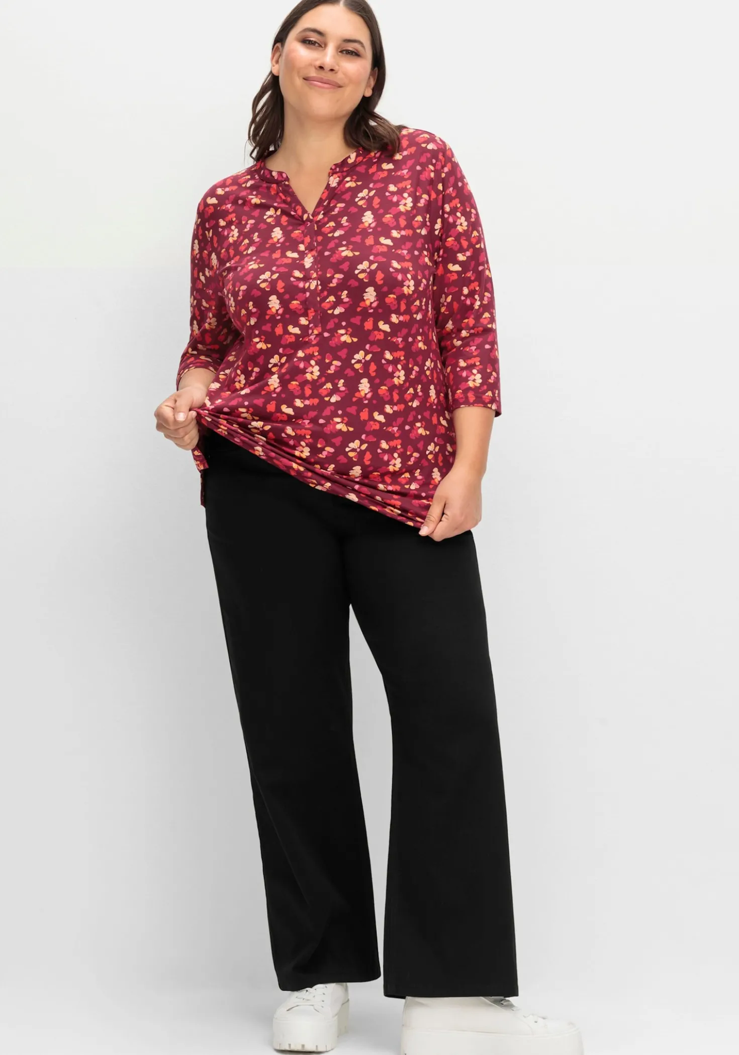 Stretch-Hose mit weitem Bein