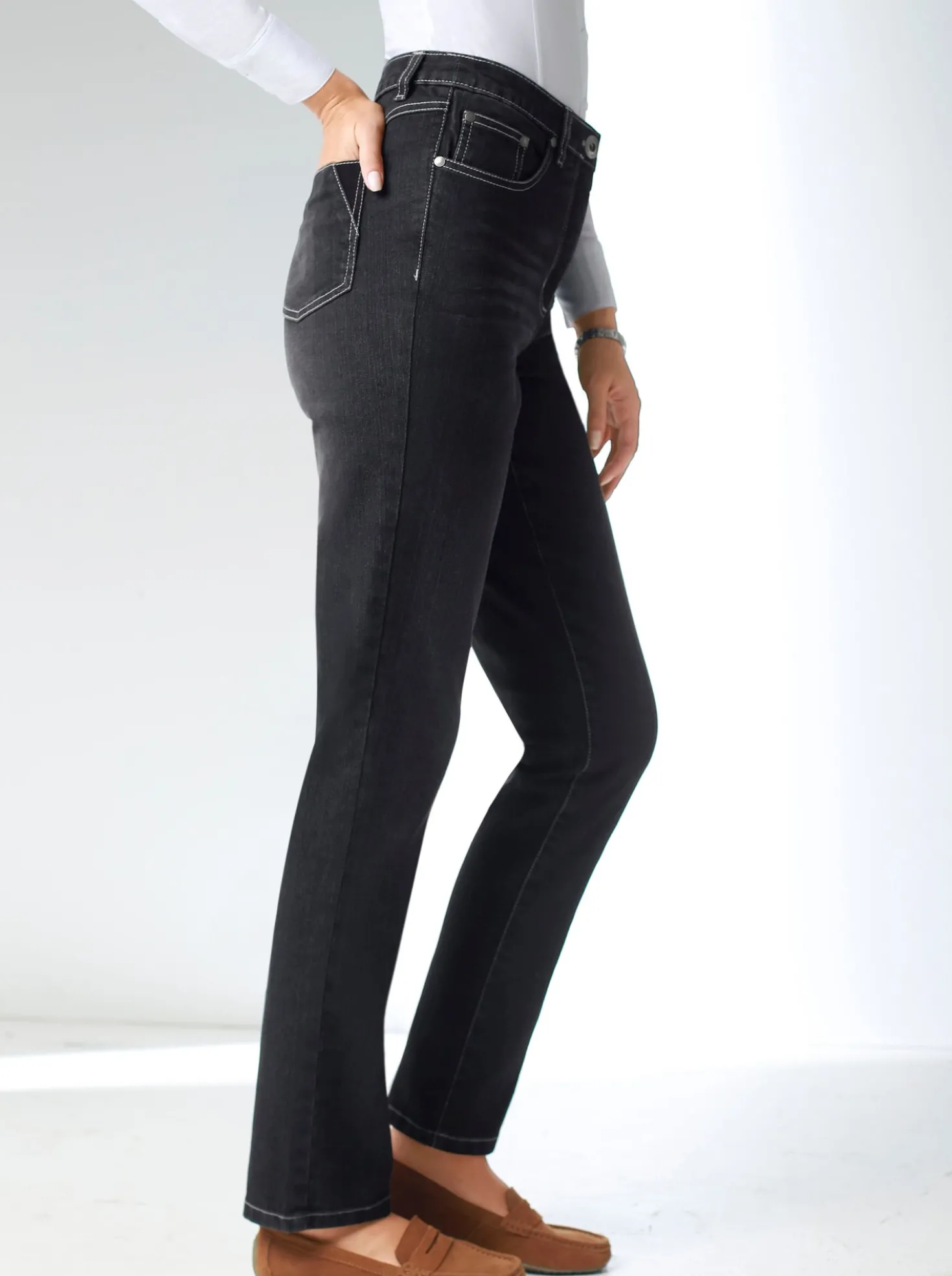 Stretch-Jeans in Used-Optik