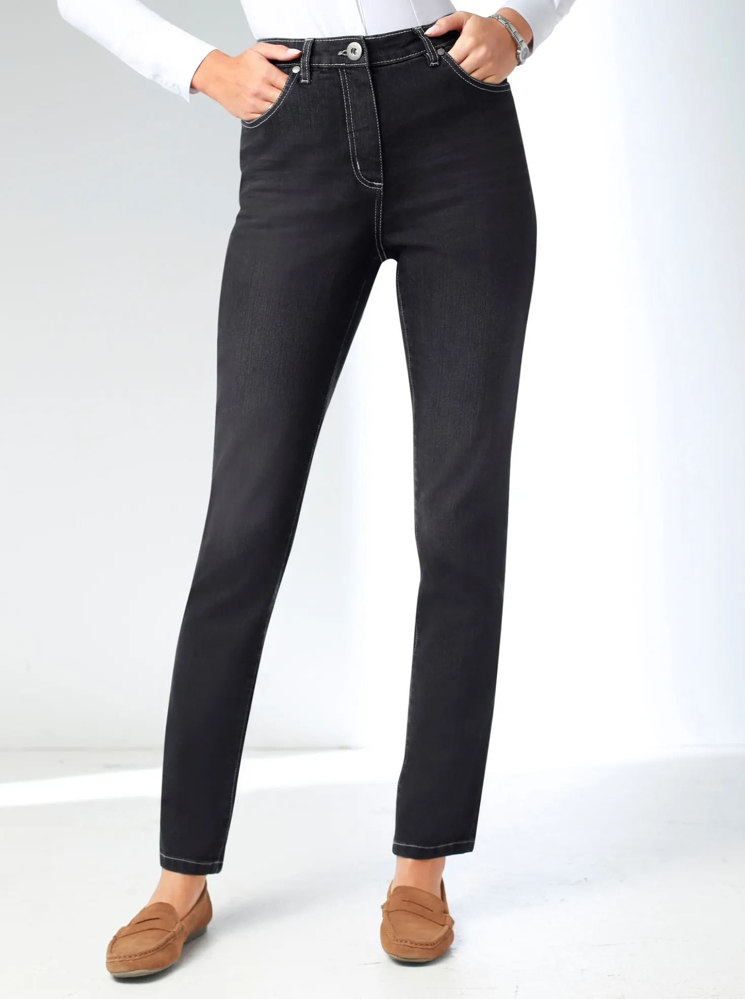 Stretch-Jeans in Used-Optik