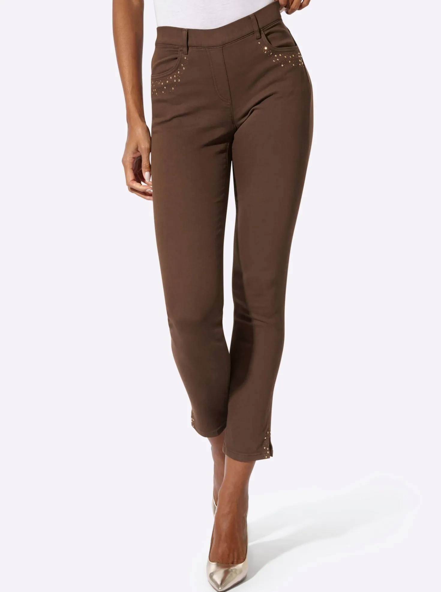 Stretch-Jeans mit Glitzersteinchen