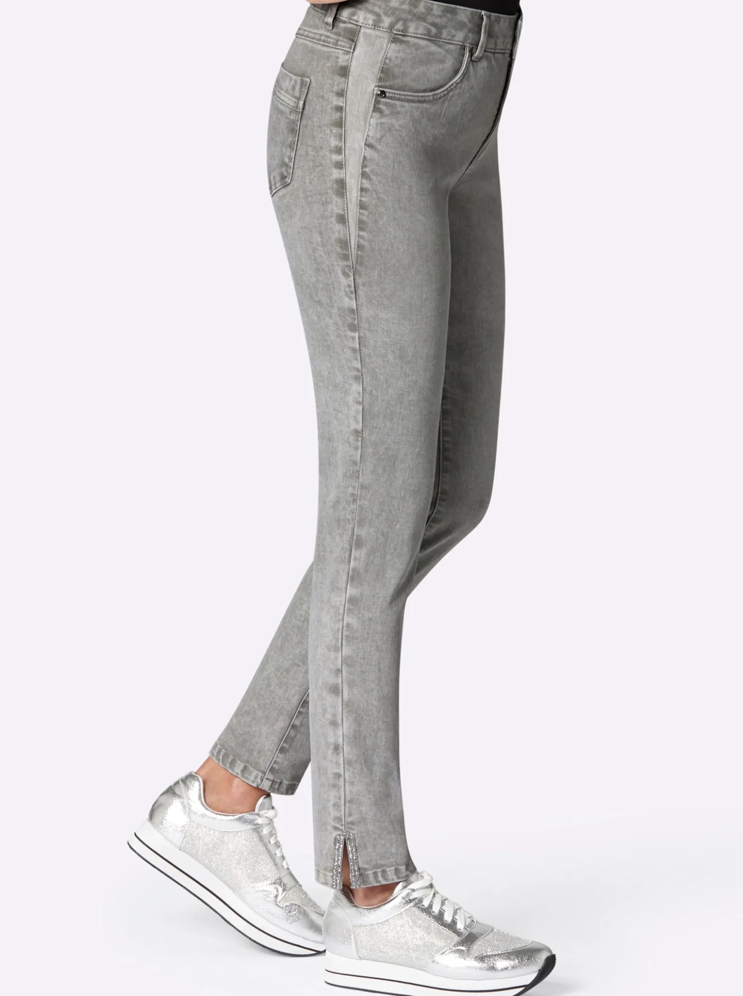 Stretch-Jeans mit Glitzersteinchen