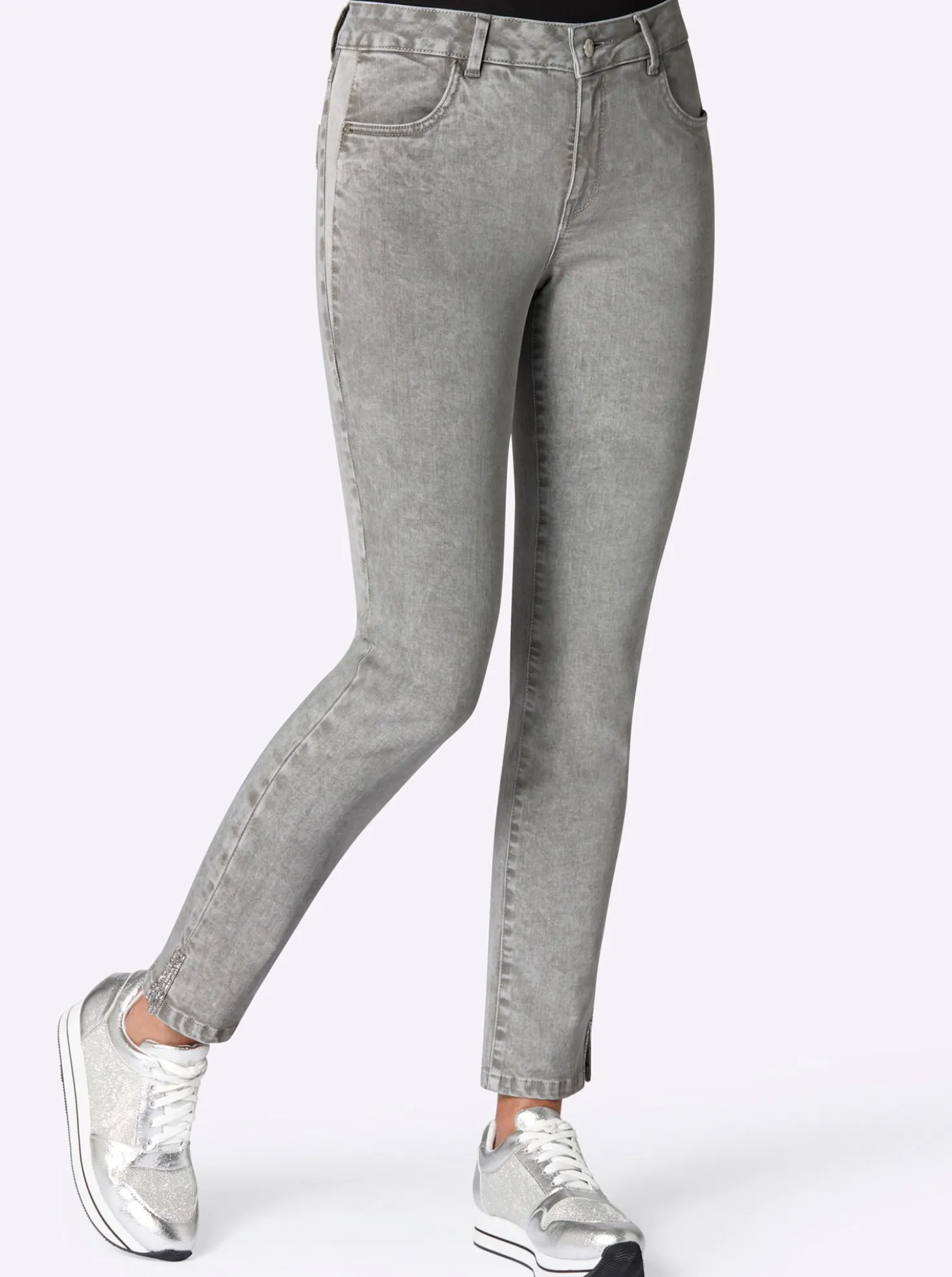 Stretch-Jeans mit Glitzersteinchen