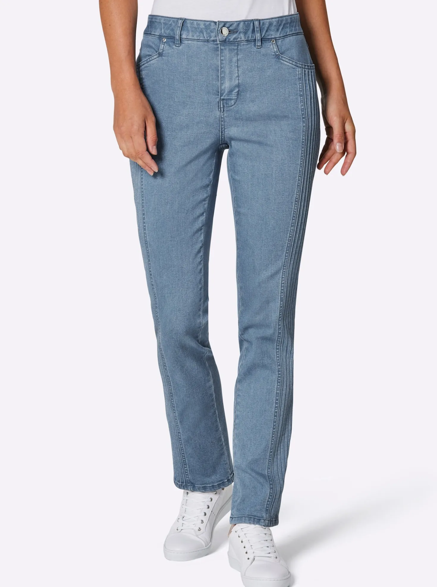Stretch-Jeans mit seitlichen Biesen
