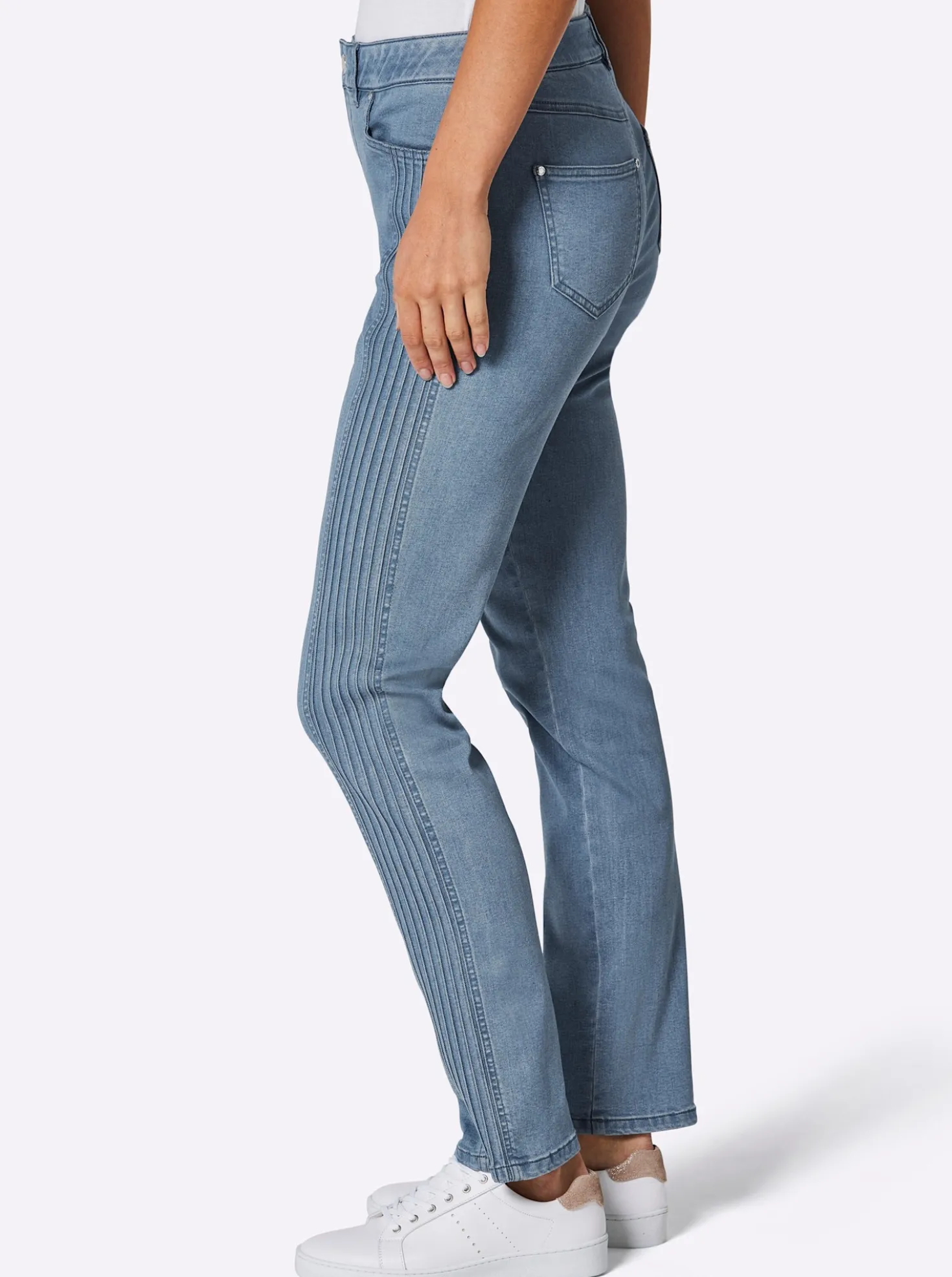 Stretch-Jeans mit seitlichen Biesen