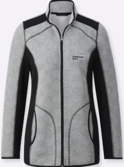Strickfleecejacke mit Kontrasteinsätzen