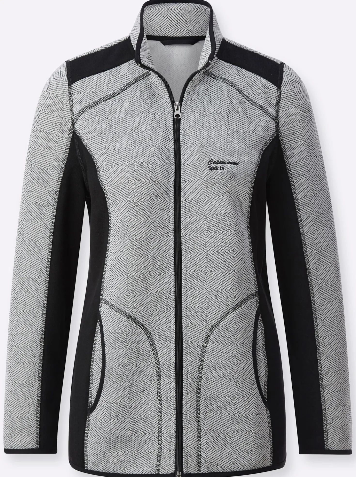 Strickfleecejacke mit Kontrasteinsätzen