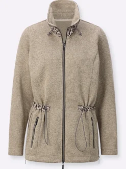 Strickfleecejacke mit Leo-Akzenten