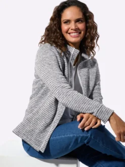 Strickfleecejacke mit Nahttaschen