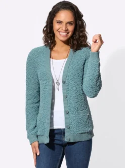 Strickjacke aus Popcorn-Garn