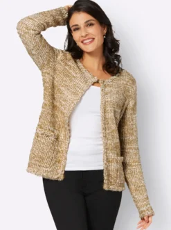Strickjacke im soften Material-Mix