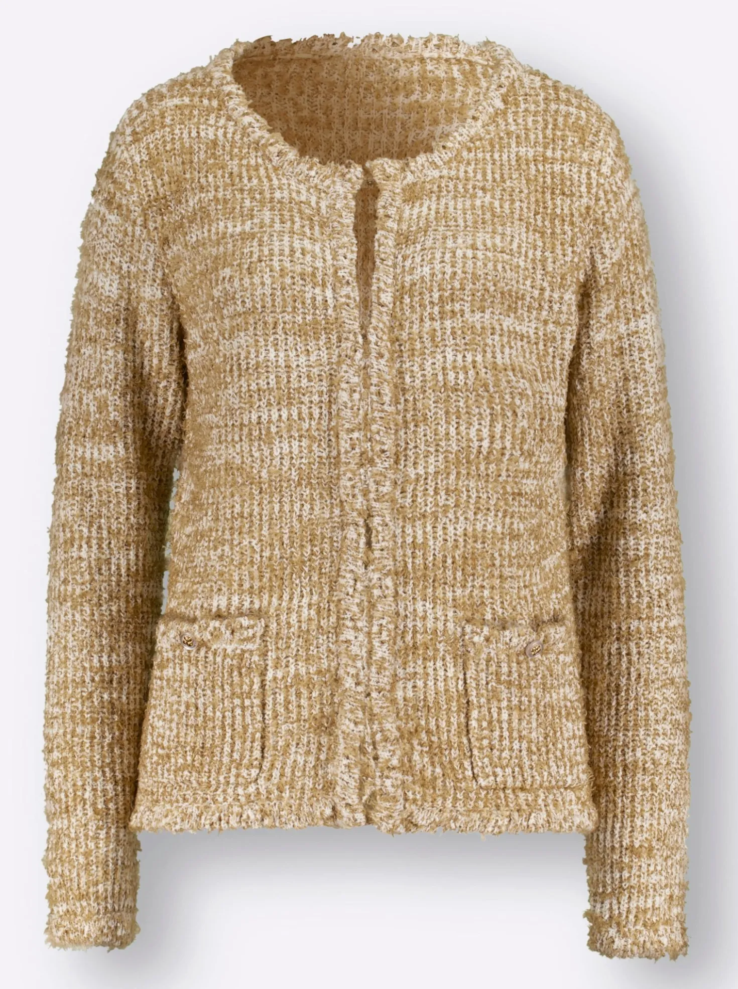 Strickjacke im soften Material-Mix