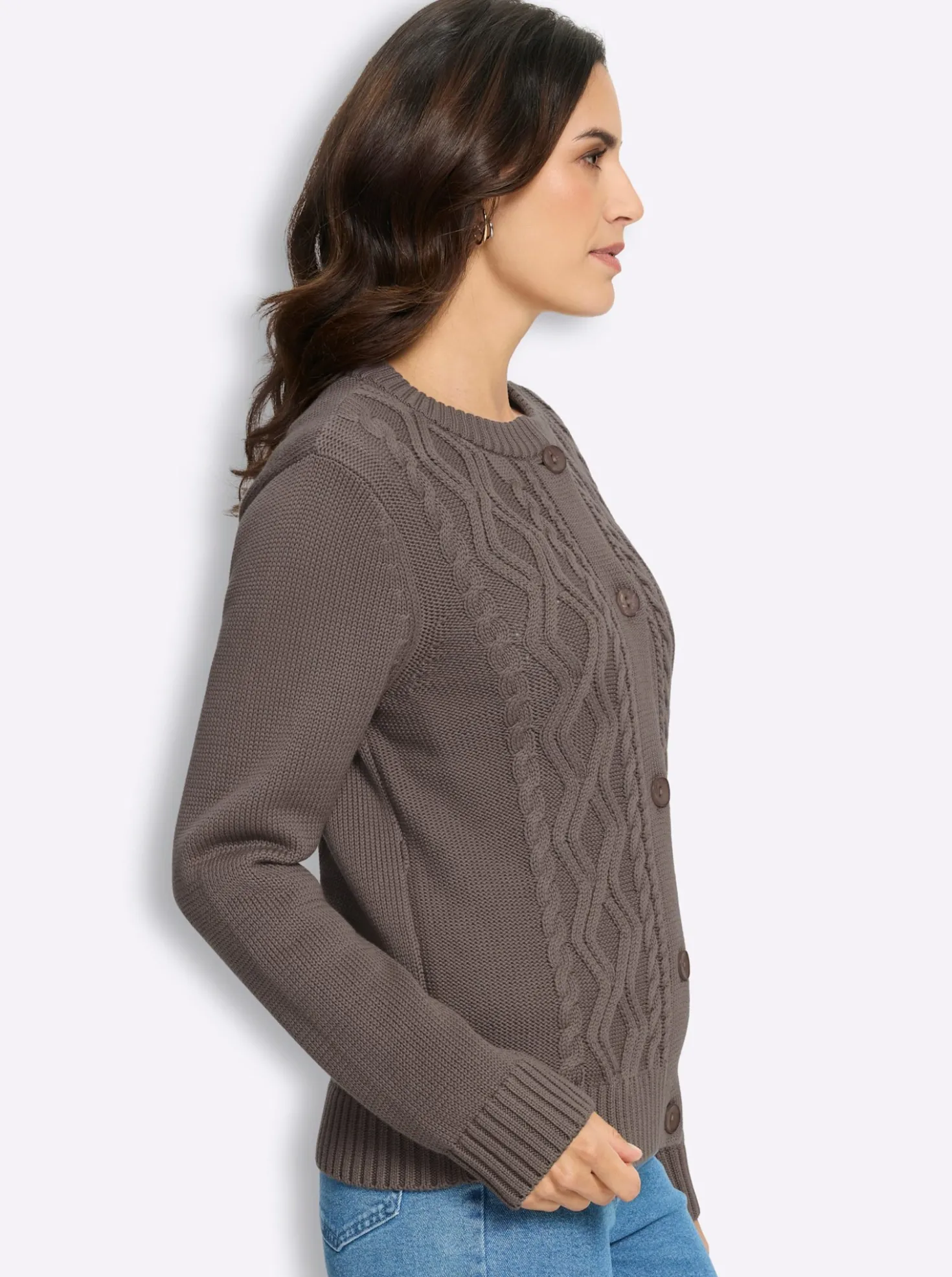 Strickjacke im Strickmuster-Mix