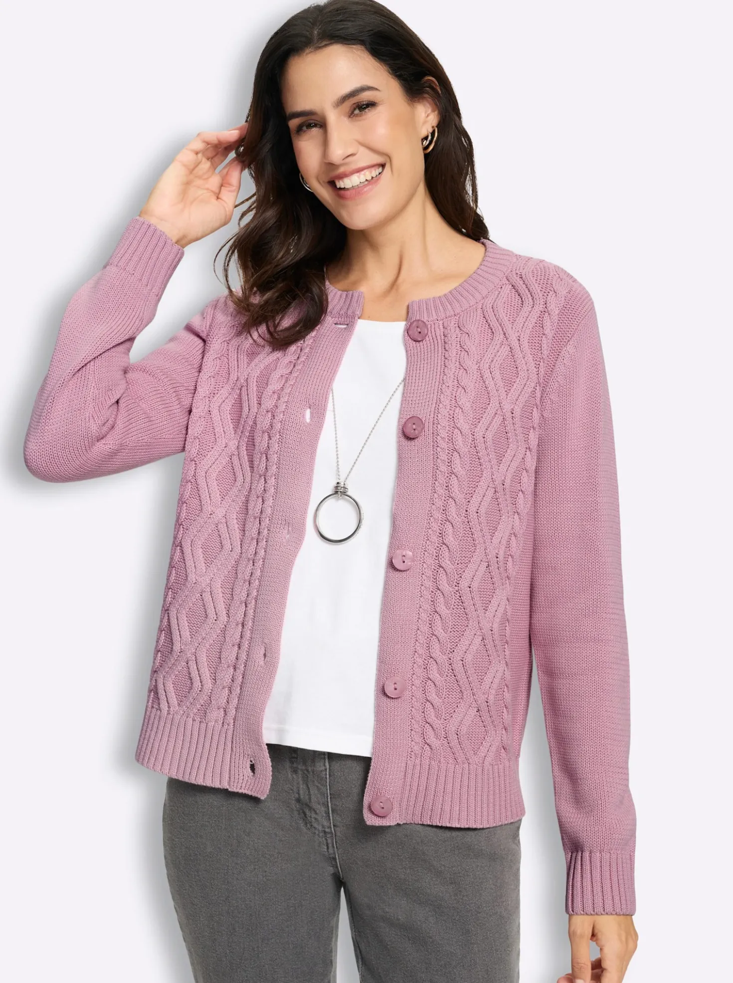 Strickjacke im Strickmuster-Mix