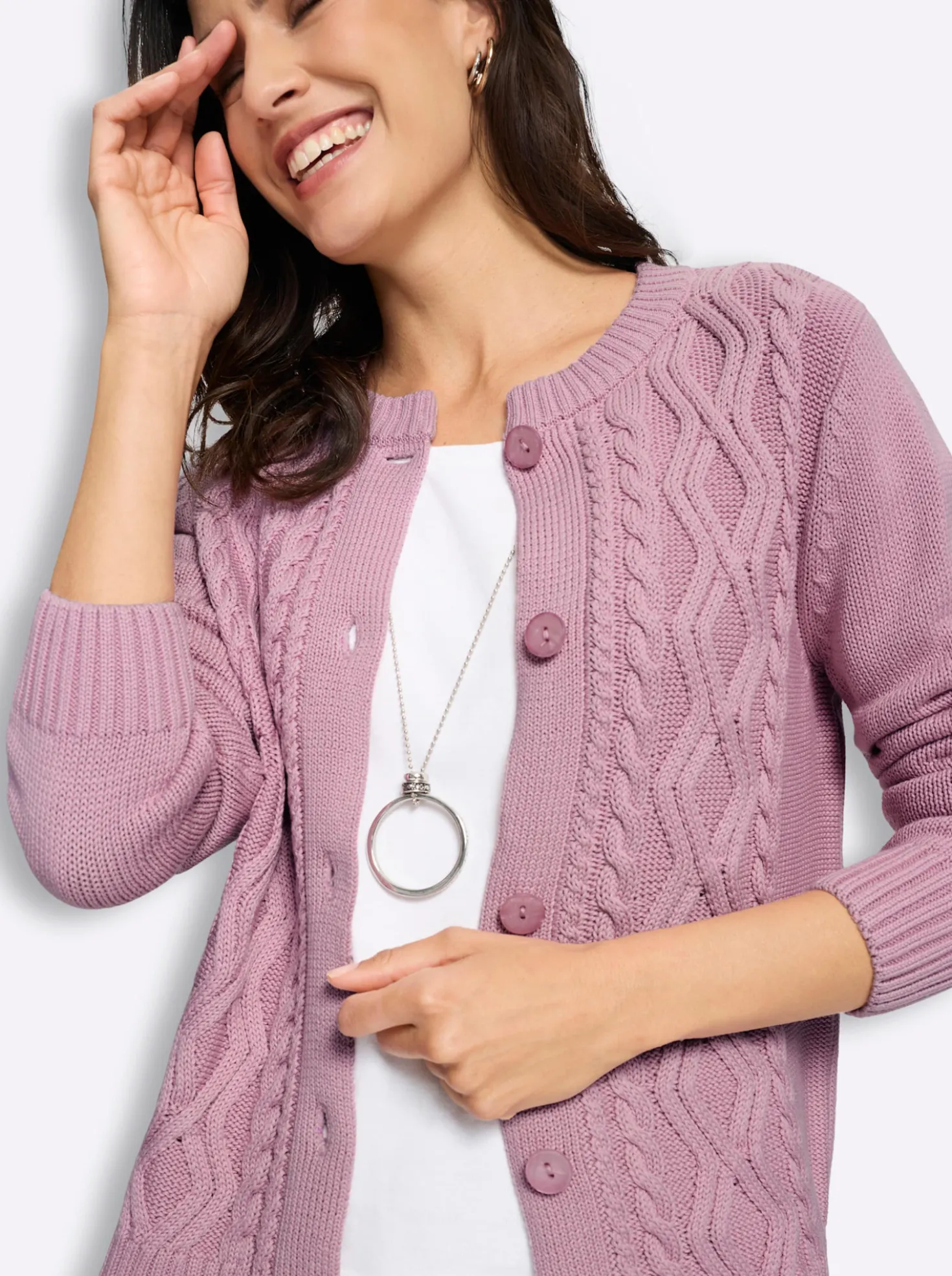 Strickjacke im Strickmuster-Mix
