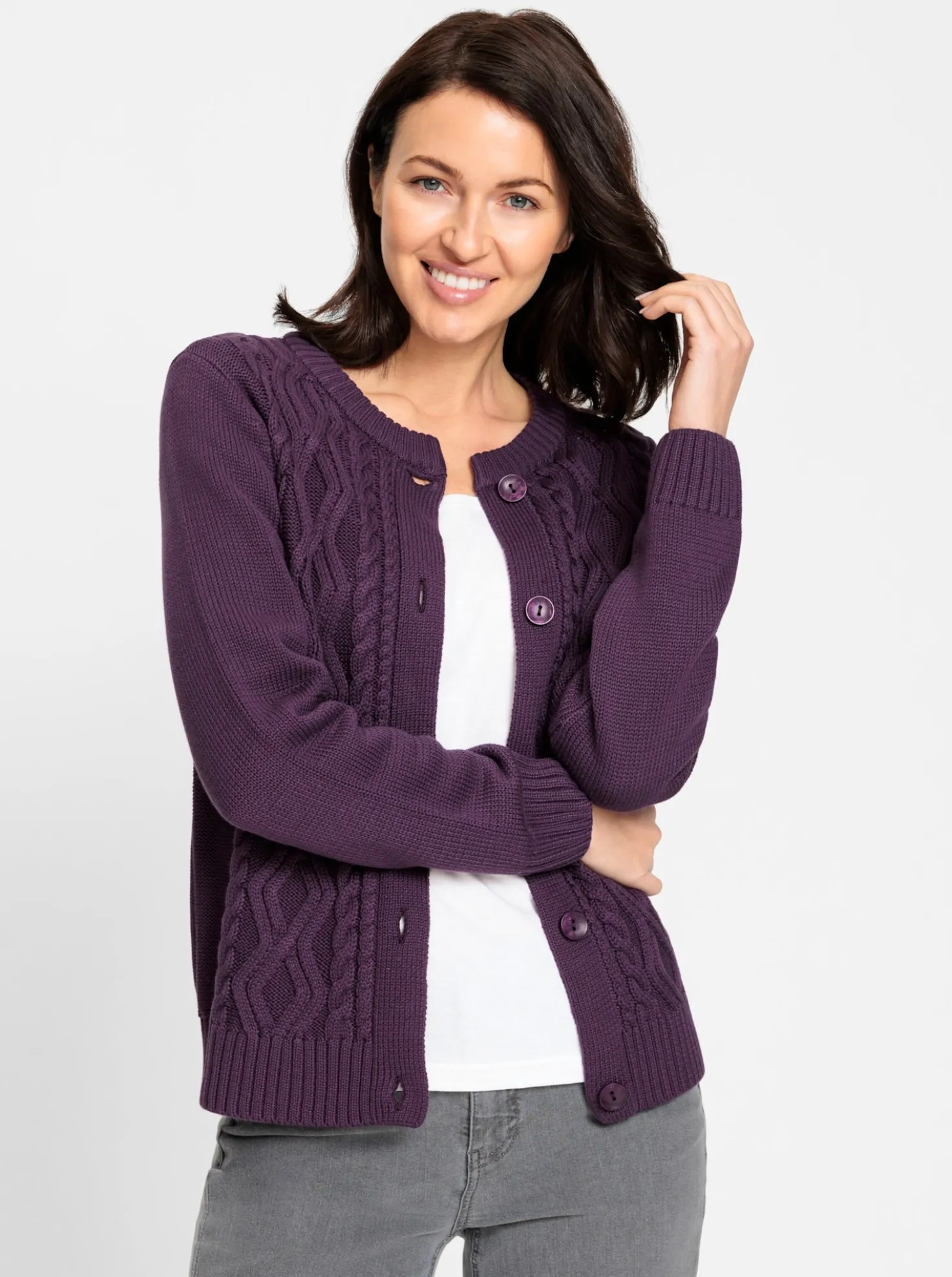 Strickjacke im Strickmuster-Mix