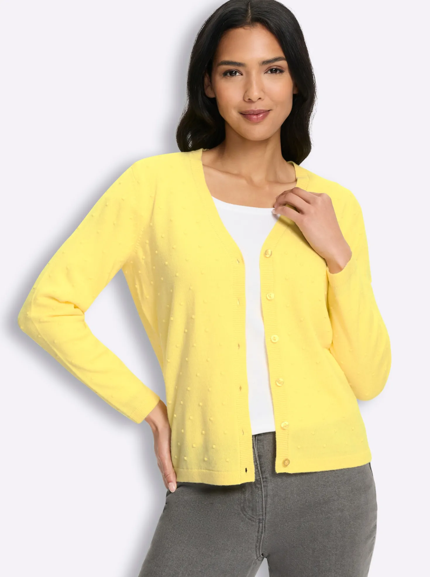 Strickjacke in 3D-Tupfen-Optik