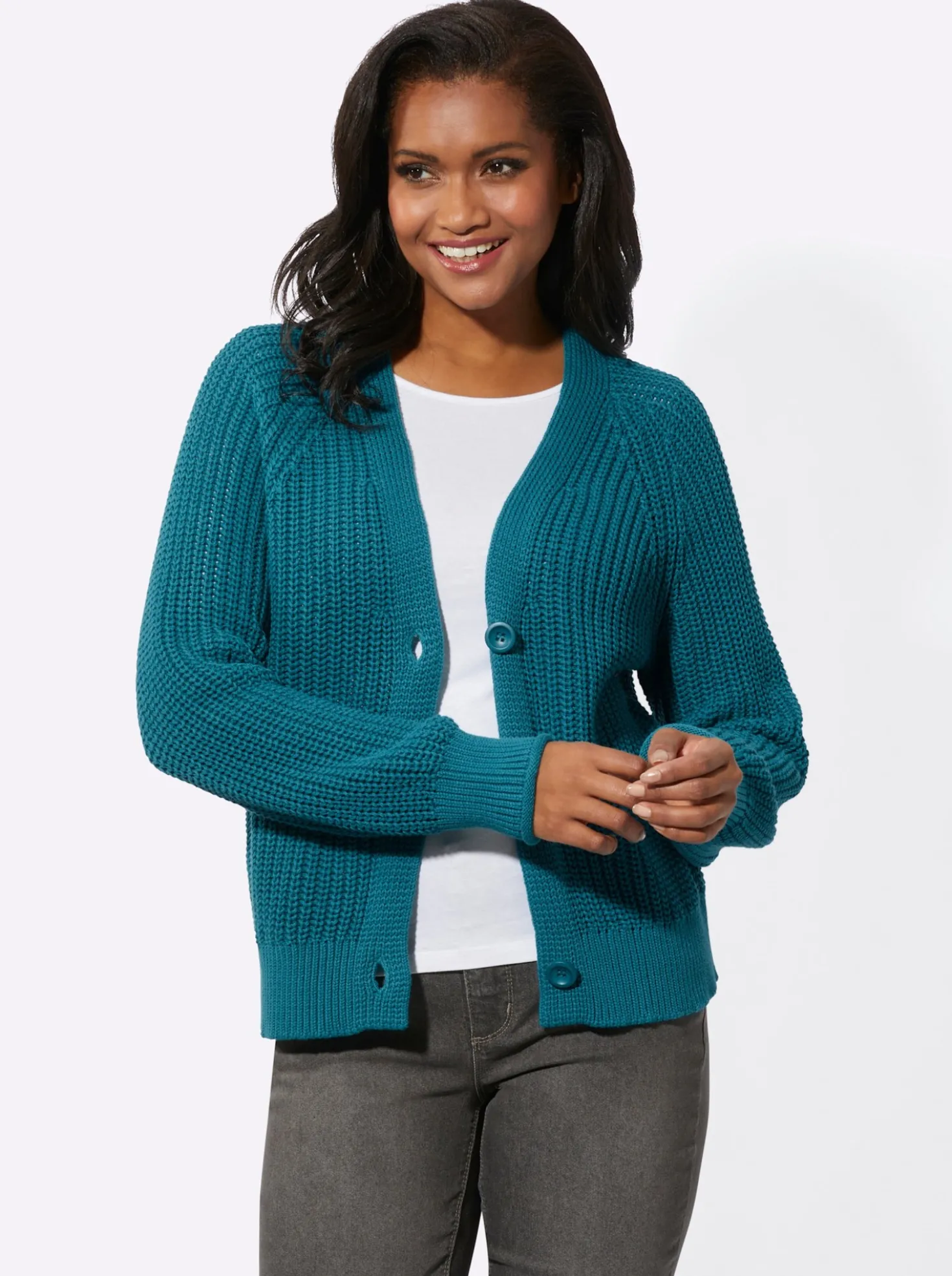 Strickjacke in Grobstrick-Muster