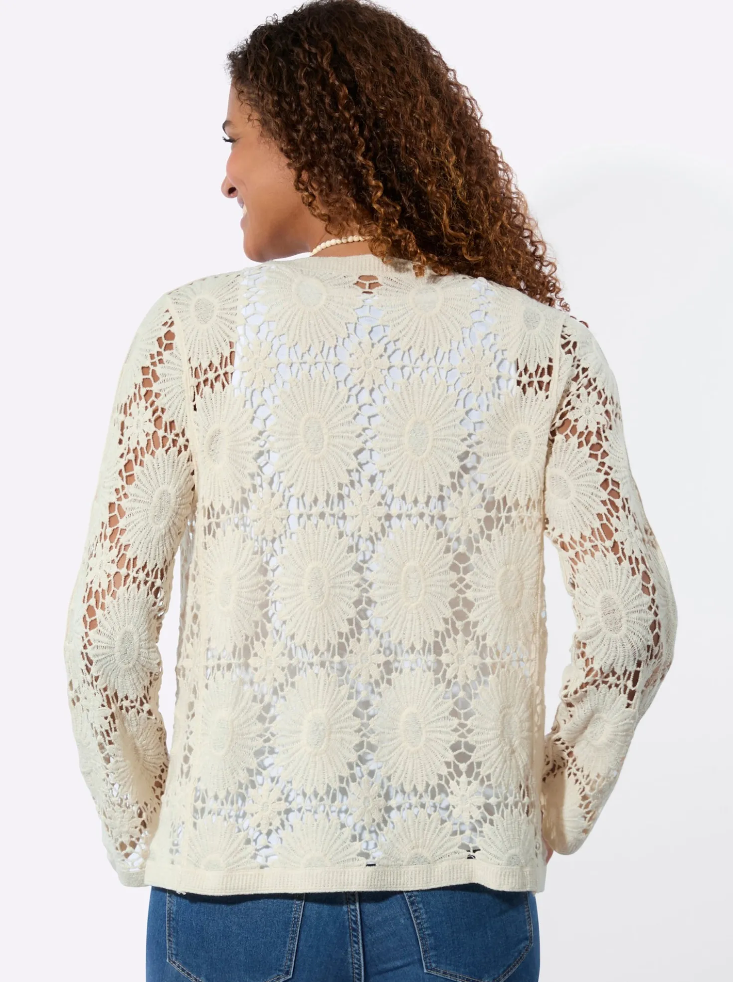 Strickjacke in Häkel-Optik