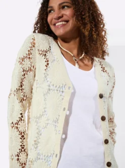 Strickjacke in Häkel-Optik