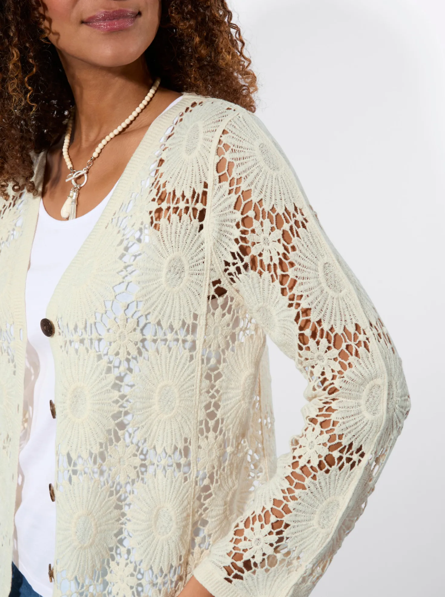 Strickjacke in Häkel-Optik